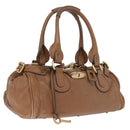Chloe Paddington Hand Bag Leather Brown Gold Tone Auth am13070A-1