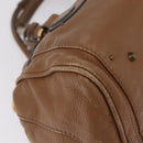 Chloe Paddington Hand Bag Leather Brown Gold Tone Auth am13070A-11