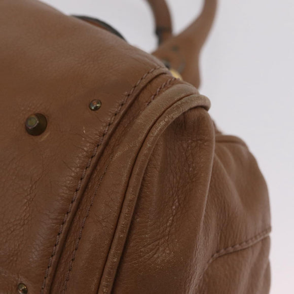 Chloe Paddington Hand Bag Leather Brown Gold Tone Auth am13070A