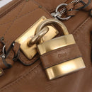 Chloe Paddington Hand Bag Leather Brown Gold Tone Auth am13070A-15