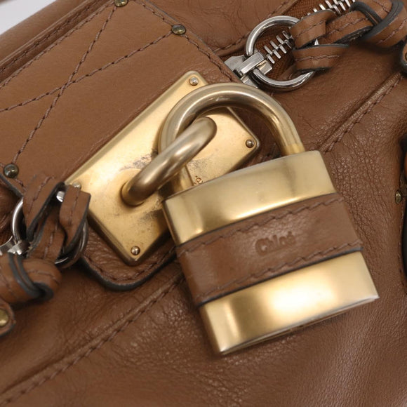 Chloe Paddington Hand Bag Leather Brown Gold Tone Auth am13070A