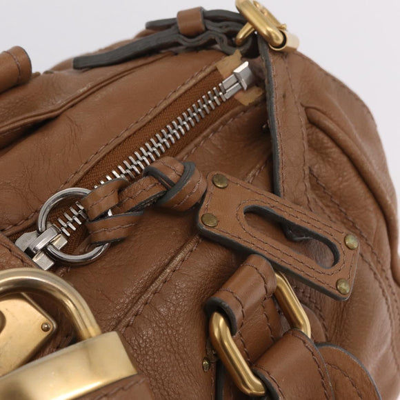 Chloe Paddington Hand Bag Leather Brown Gold Tone Auth am13070A