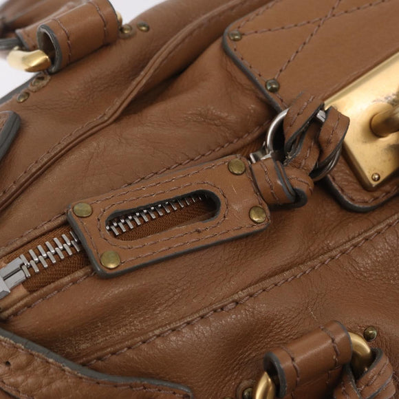 Chloe Paddington Hand Bag Leather Brown Gold Tone Auth am13070A