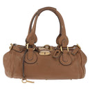 Chloe Paddington Hand Bag Leather Brown Gold Tone Auth am13070A-2