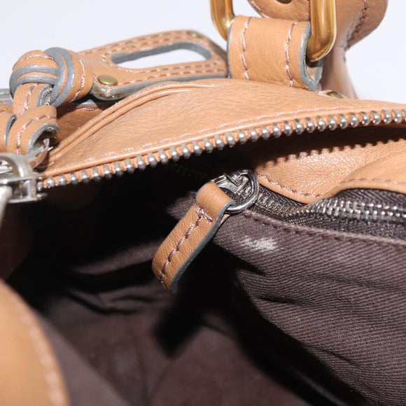 Chloe Paddington Hand Bag Leather Brown Gold Tone Auth am13070A