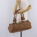 Chloe Paddington Hand Bag Leather Brown Gold Tone Auth am13070A-28