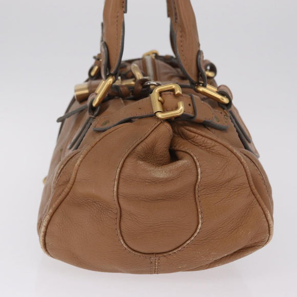 Chloe Paddington Hand Bag Leather Brown Gold Tone Auth am13070A