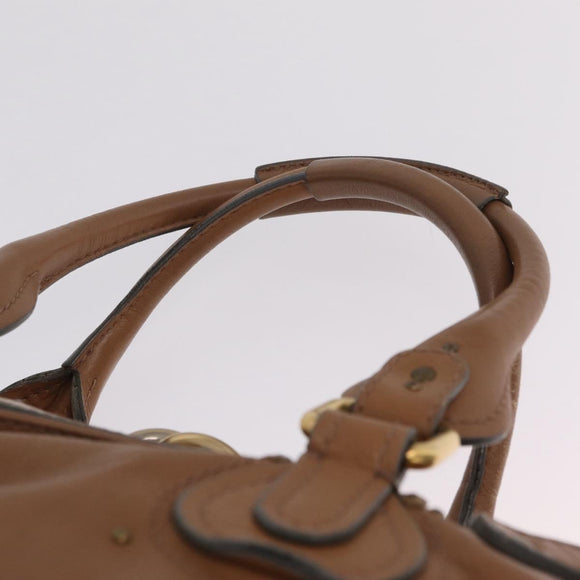 Chloe Paddington Hand Bag Leather Brown Gold Tone Auth am13070A