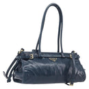 PRADA Bonnie Medium Shoulder Bag Leather Navy Gold Tone 1BA426 Auth am13071SAM-1