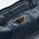 PRADA Bonnie Medium Shoulder Bag Leather Navy Gold Tone 1BA426 Auth am13071SAM-19