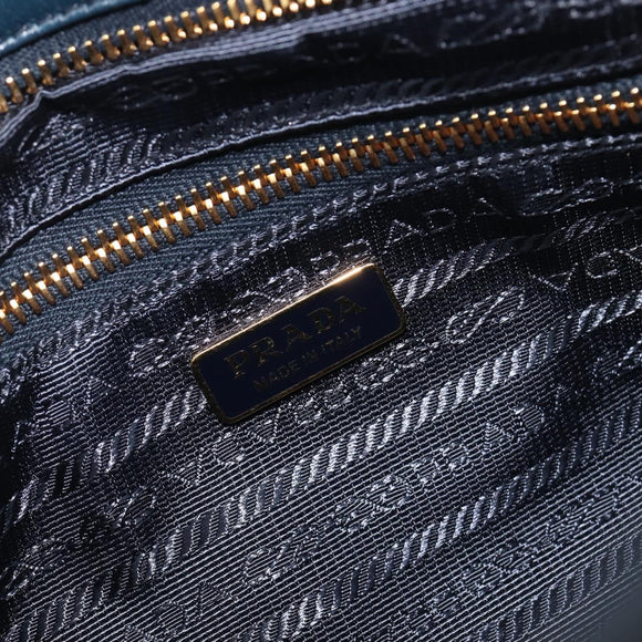 PRADA Bonnie Medium Shoulder Bag Leather Navy Gold Tone 1BA426 Auth am13071SAM