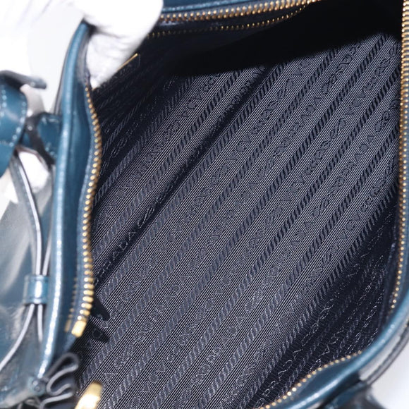 PRADA Bonnie Medium Shoulder Bag Leather Navy Gold Tone 1BA426 Auth am13071SAM