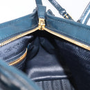 PRADA Bonnie Medium Shoulder Bag Leather Navy Gold Tone 1BA426 Auth am13071SAM-25