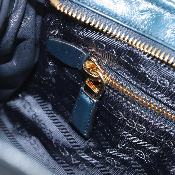 PRADA Bonnie Medium Shoulder Bag Leather Navy Gold Tone 1BA426 Auth am13071SAM