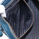 PRADA Bonnie Medium Shoulder Bag Leather Navy Gold Tone 1BA426 Auth am13071SAM-28