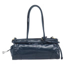 PRADA Bonnie Medium Shoulder Bag Leather Navy Gold Tone 1BA426 Auth am13071SAM-3