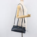 PRADA Bonnie Medium Shoulder Bag Leather Navy Gold Tone 1BA426 Auth am13071SAM-30
