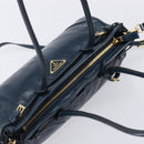 PRADA Bonnie Medium Shoulder Bag Leather Navy Gold Tone 1BA426 Auth am13071SAM-6