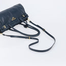 PRADA Bonnie Medium Shoulder Bag Leather Navy Gold Tone 1BA426 Auth am13071SAM-9
