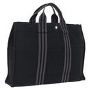 HERMES Fourre Tout MM Hand Bag Canvas Black Silver Auth am13081A-1