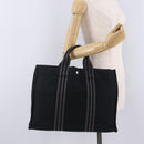 HERMES Fourre Tout MM Hand Bag Canvas Black Silver Auth am13081A-22