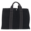 HERMES Fourre Tout MM Hand Bag Canvas Black Silver Auth am13081A-3