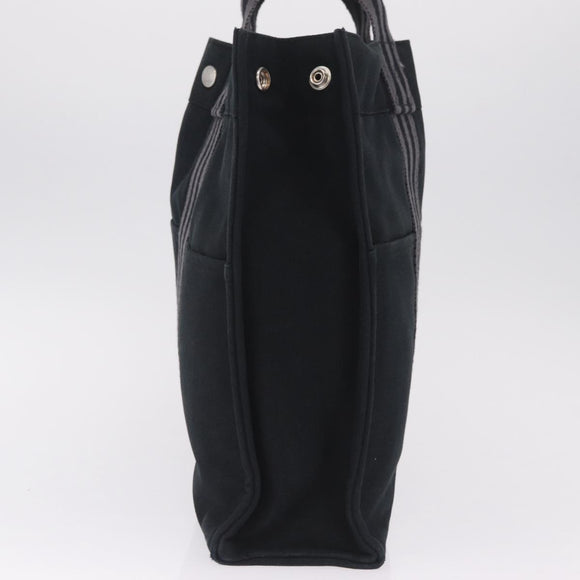 HERMES Fourre Tout MM Hand Bag Canvas Black Silver Auth am13081A
