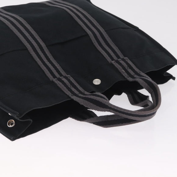 HERMES Fourre Tout MM Hand Bag Canvas Black Silver Auth am13081A