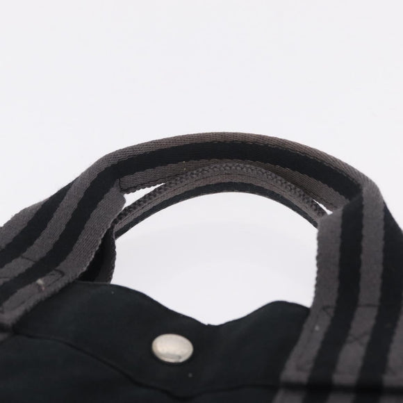 HERMES Fourre Tout MM Hand Bag Canvas Black Silver Auth am13081A