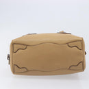 PRADA Bowler Bag Stand Bag Hand Bag Leather Beige Silver Auth am13082A-10
