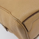PRADA Bowler Bag Stand Bag Hand Bag Leather Beige Silver Auth am13082A-14