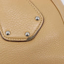 PRADA Bowler Bag Stand Bag Hand Bag Leather Beige Silver Auth am13082A-15