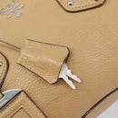 PRADA Bowler Bag Stand Bag Hand Bag Leather Beige Silver Auth am13082A-18