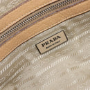 PRADA Bowler Bag Stand Bag Hand Bag Leather Beige Silver Auth am13082A-21