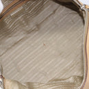 PRADA Bowler Bag Stand Bag Hand Bag Leather Beige Silver Auth am13082A-22