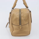 PRADA Bowler Bag Stand Bag Hand Bag Leather Beige Silver Auth am13082A-4