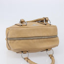 PRADA Bowler Bag Stand Bag Hand Bag Leather Beige Silver Auth am13082A-6