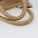 PRADA Bowler Bag Stand Bag Hand Bag Leather Beige Silver Auth am13082A-8