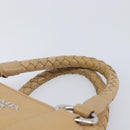 PRADA Bowler Bag Stand Bag Hand Bag Leather Beige Silver Auth am13082A-9