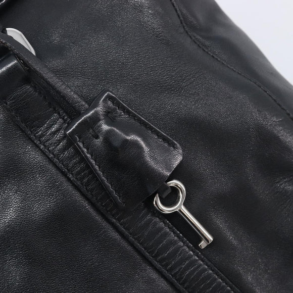 PRADA Ready Lock Shoulder Bag Leather Black Silver BR3282 Auth am13083V