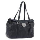 PRADA Ready Lock Shoulder Bag Leather Black Silver BR3282 Auth am13083V-1
