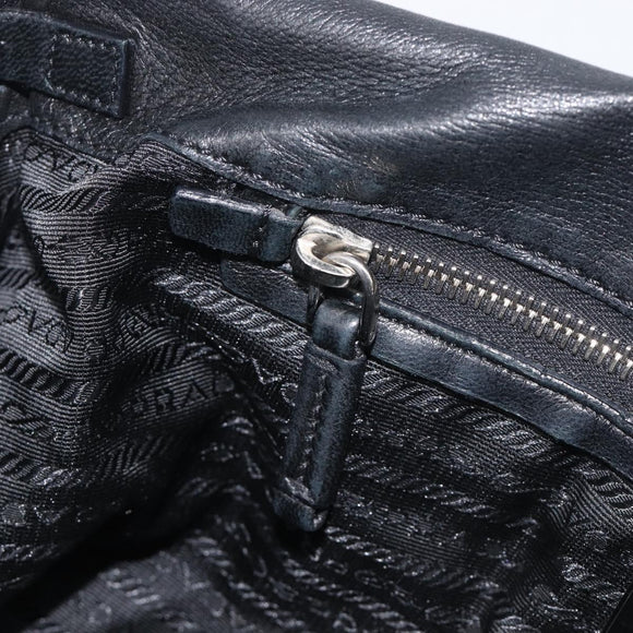 PRADA Ready Lock Shoulder Bag Leather Black Silver BR3282 Auth am13083V