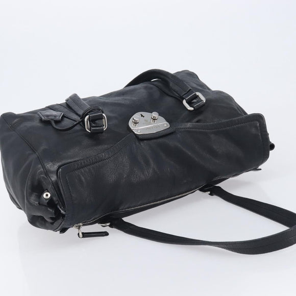 PRADA Ready Lock Shoulder Bag Leather Black Silver BR3282 Auth am13083V