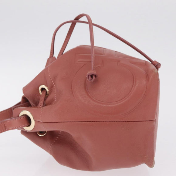 Jimmy Choo Juno Shoulder Bag Leather Pink Gold Tone Auth am13084A