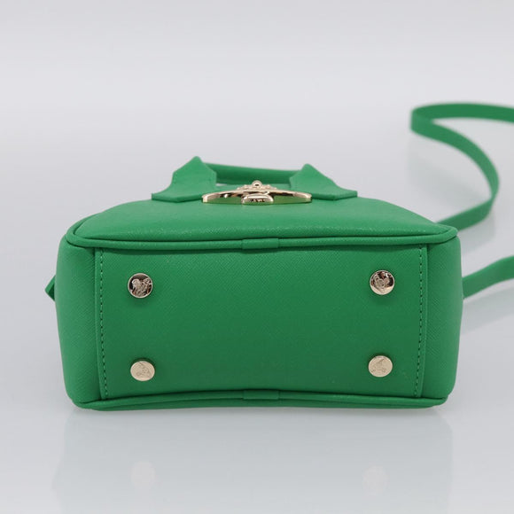 Vivienne Westwood MINI YASMINE Orb Hand Bag Leather Green Gold Auth am13089V