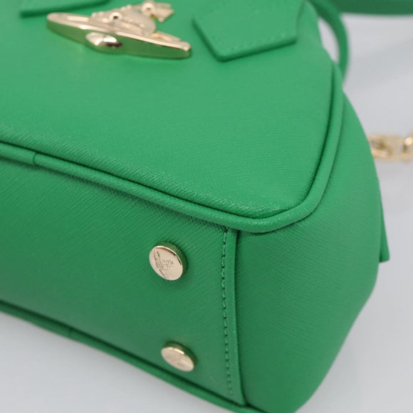 Vivienne Westwood MINI YASMINE Orb Hand Bag Leather Green Gold Auth am13089V