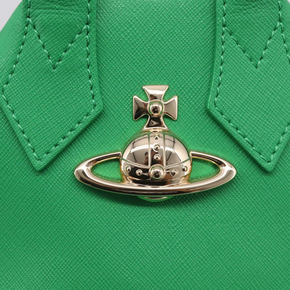Vivienne Westwood MINI YASMINE Orb Hand Bag Leather Green Gold Auth am13089V