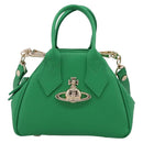Vivienne Westwood MINI YASMINE Orb Hand Bag Leather Green Gold Auth am13089V-2