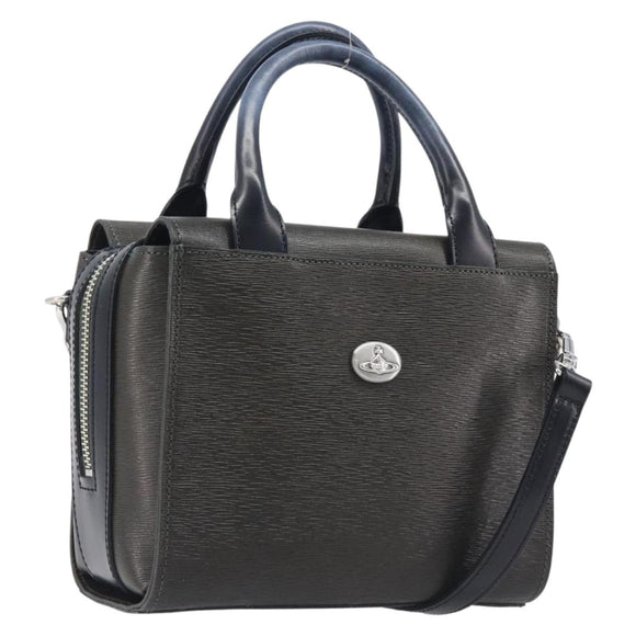 Vivienne Westwood Hand Bag Leather Green Silver Auth am13090A