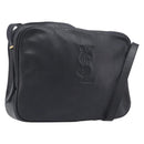 Saint Laurent Cassandra Logo Shoulder Bag Leather Black Gold Tone Auth am13091A-1